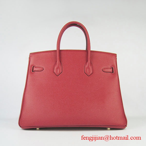 Hermes 35cm Embossed Veins Leather Bag Red 6089 Gold Hardware Hermes 35cm Embossed Veins Leather Bag Red 6089 Gold Hardware